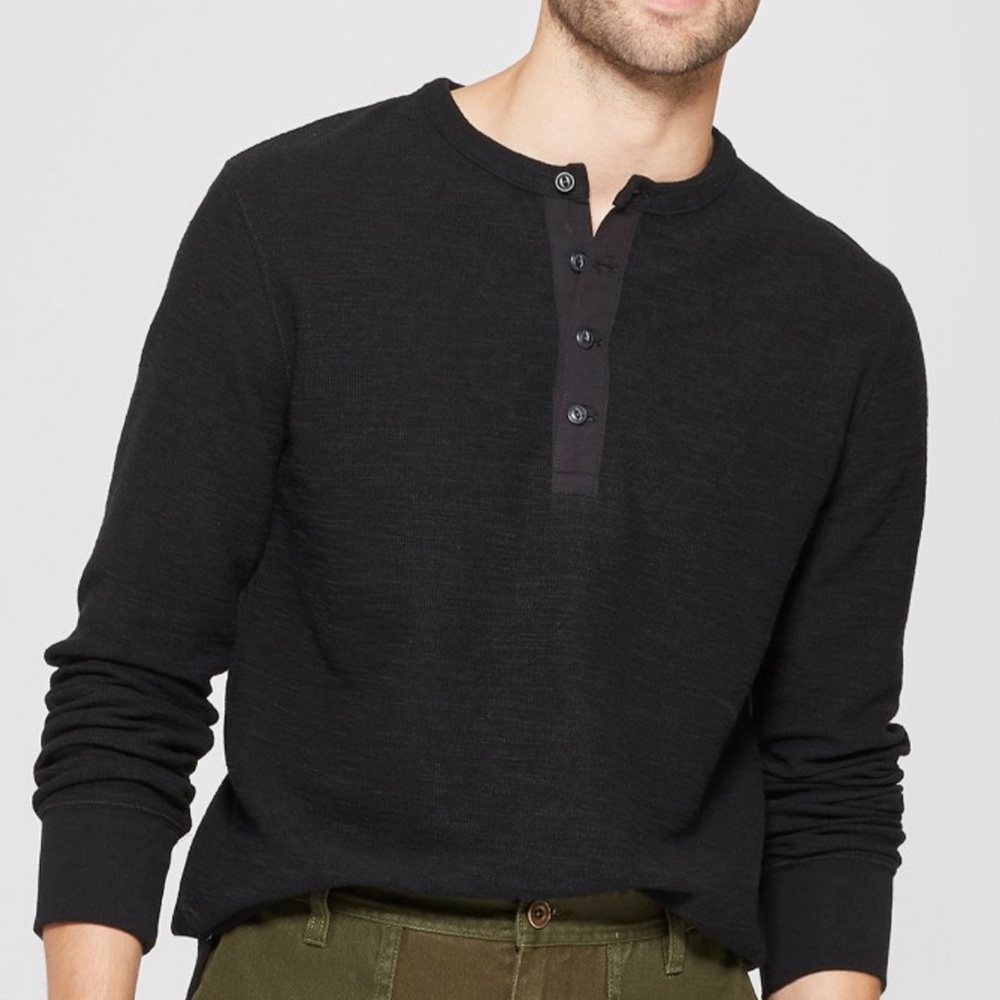 men’s long sleeve button black shirt
